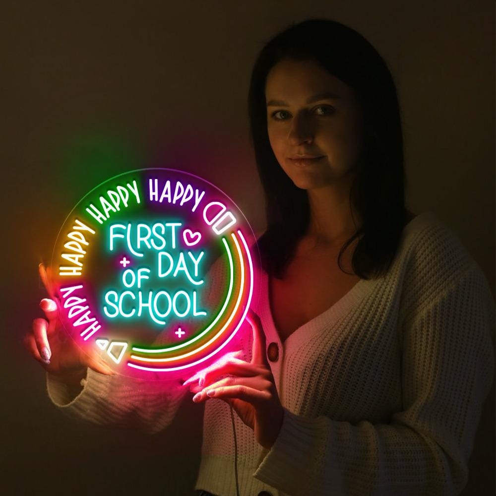 First Day of School Neon Sign, Happy First Day of School Neon, Teacher Life Neon, School Neon, 1st Day of School, Teacher Appreciation Gifts