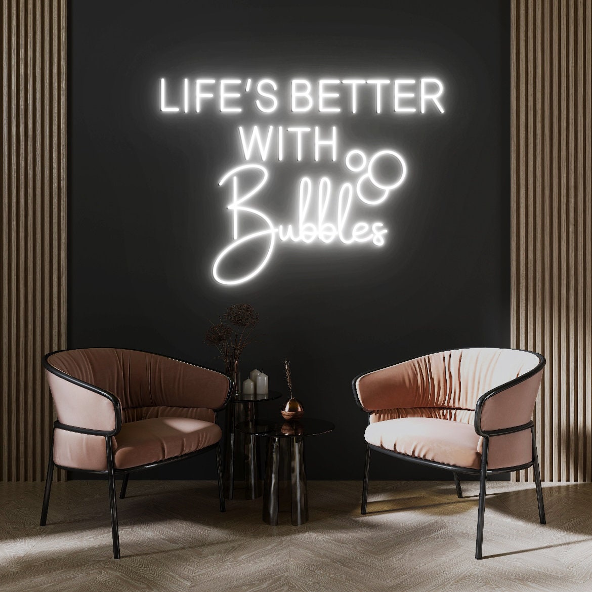 Life is better with Bubbles, Led Neon Sign, Bubbles Neon Sign, Champagne Wall Decor