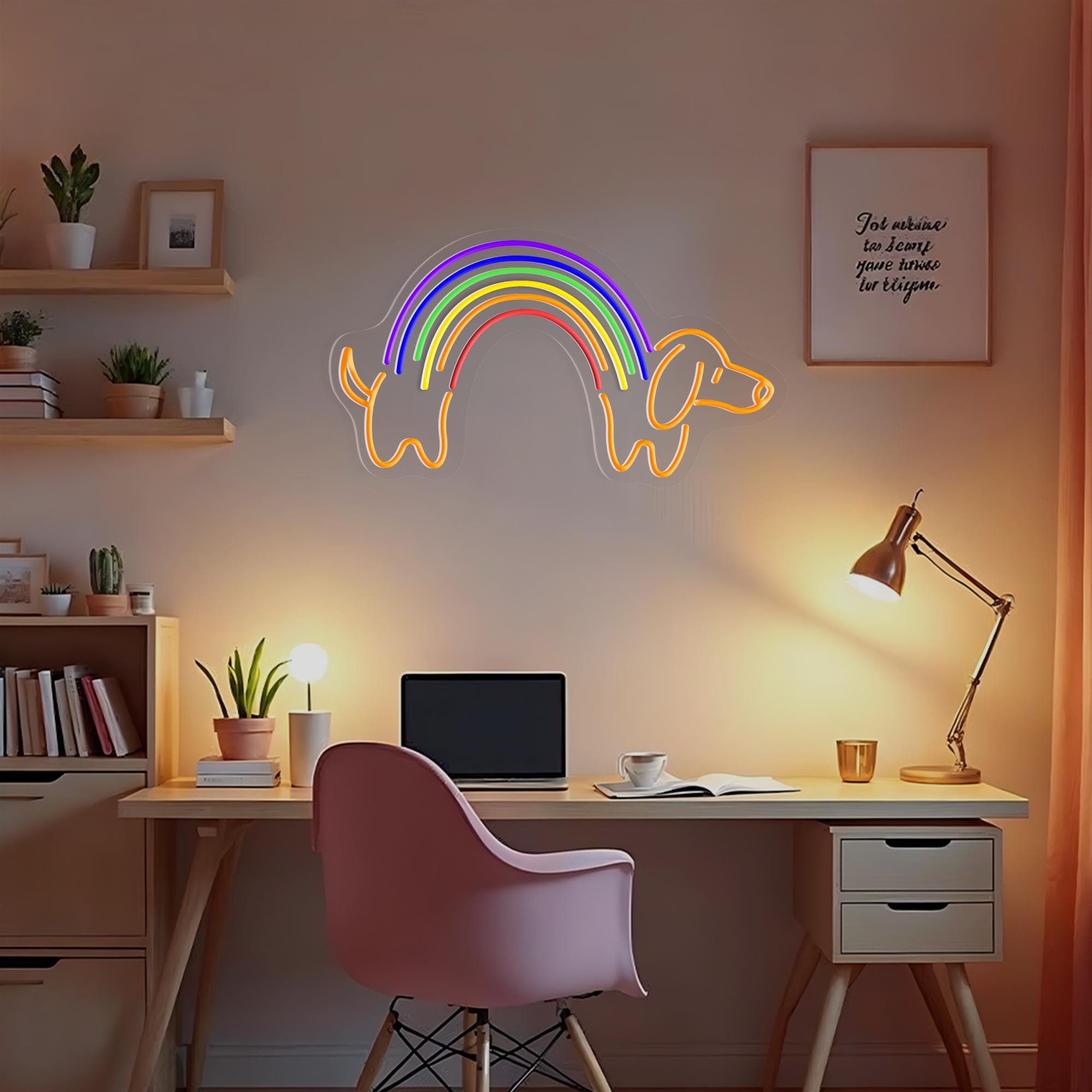 Rainbow Dachshund Neon Sign Beautiful Rainbow Led Neon Sign Weiner Sausage Dog Neon Light Cute Dog Wall Decor for Dog Lovers Pride Gifts