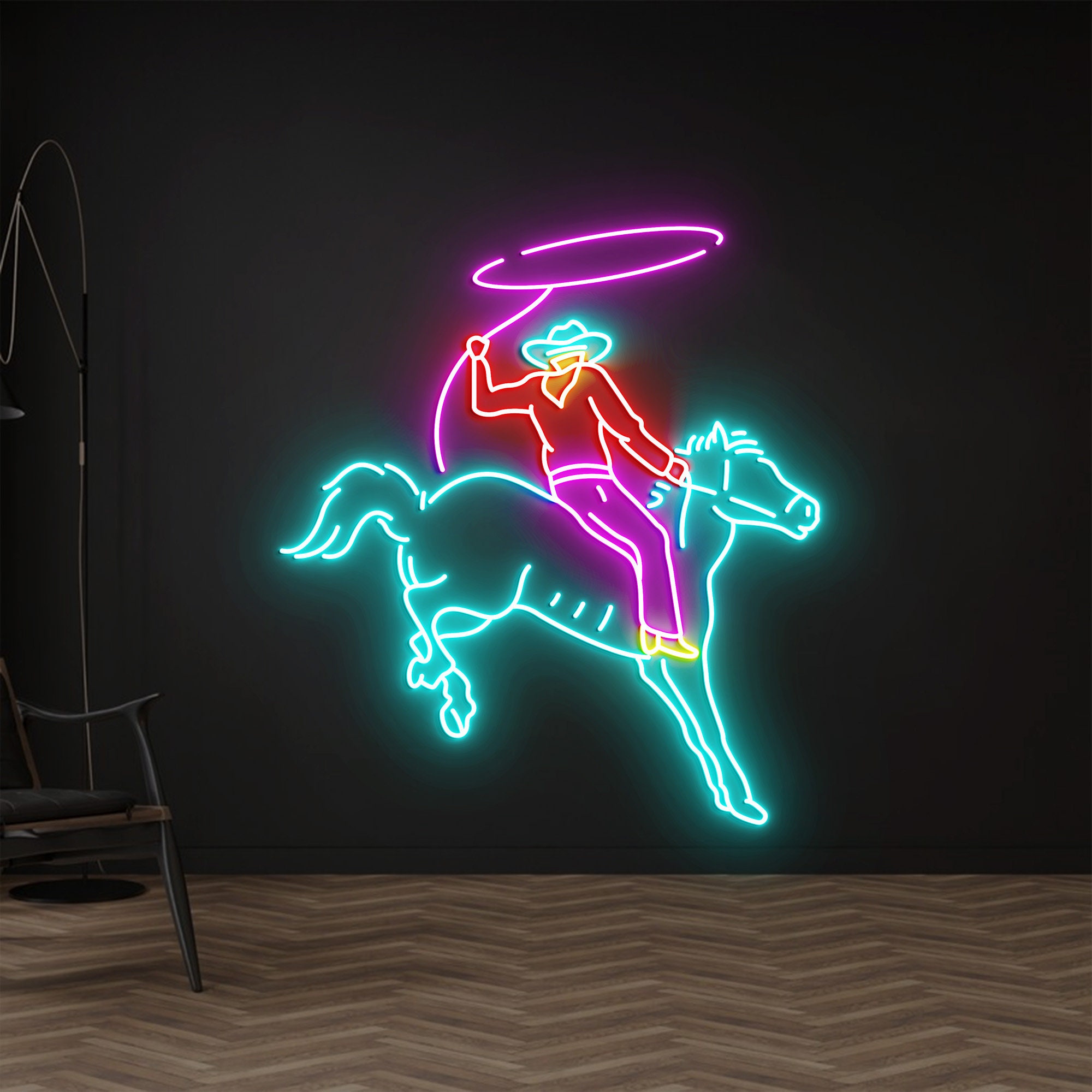 Custom Rodeo Neon Light, Neon Sign Light Decor, Cowboy Rides Horse Neon Light, Bedroom Neon Lights, Horse Led Light, Wall Decoration