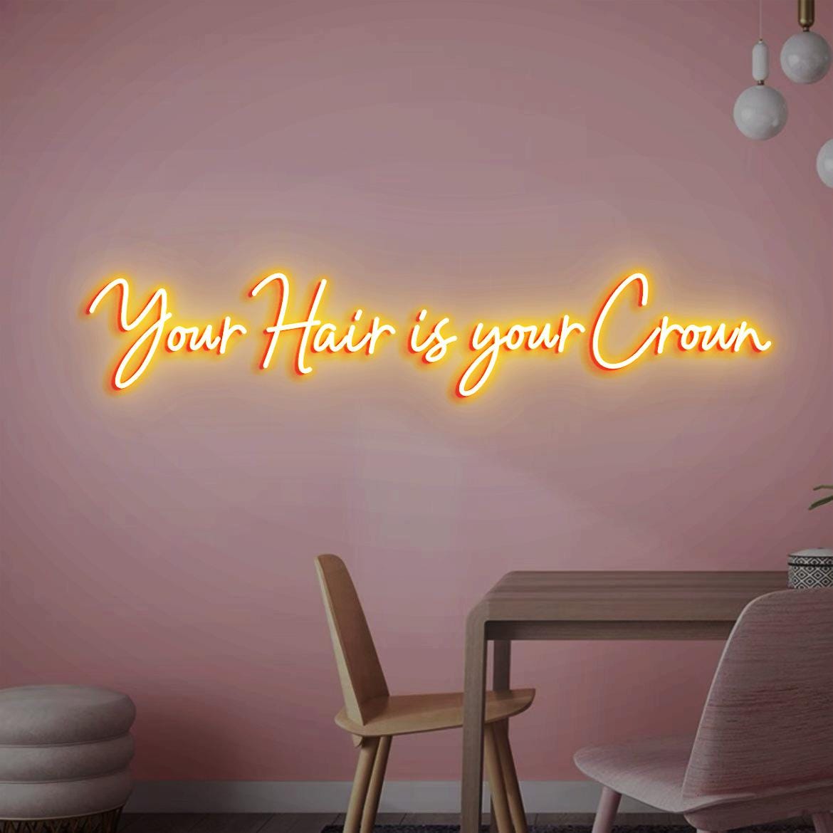 Your Hair is Your Crown Neon Sign, Beauty Salon Idea Wall Decor, Pink Salon Wall Decor, Beauty Room Neon Light Wall, Hair Salon Business