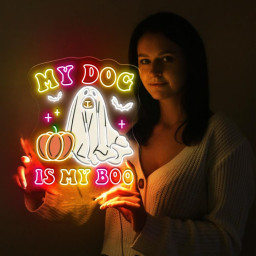 My Dog Is My Boo Neon Sign, Dog Mom Neon, Dog Lover Neon, Halloween Dog Neon, Halloween, Animal Lover Neon, Momster, Funny Halloween Neon.