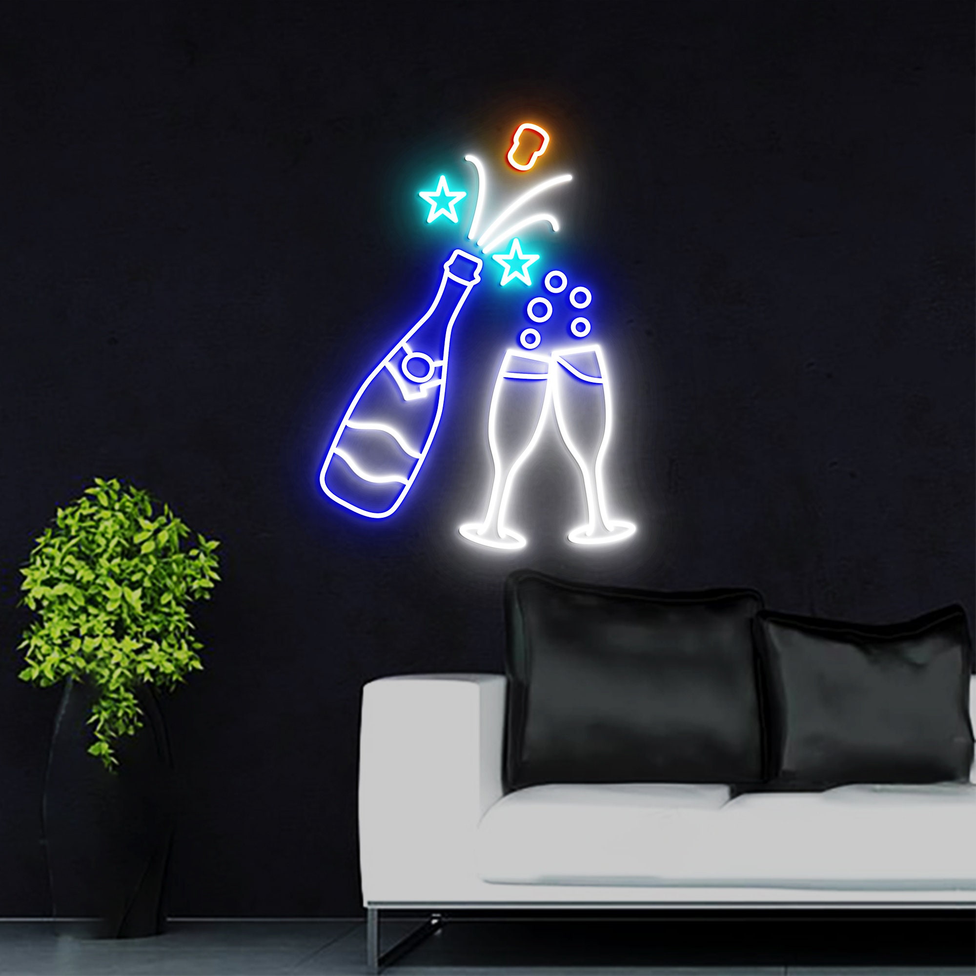 Champagne Neon Light, Neon Sign Light Decor, Champagne Bedroom Neon Sign, Bar Neon Light, Champagne Wall Decor, Led Neon Light Party Decor