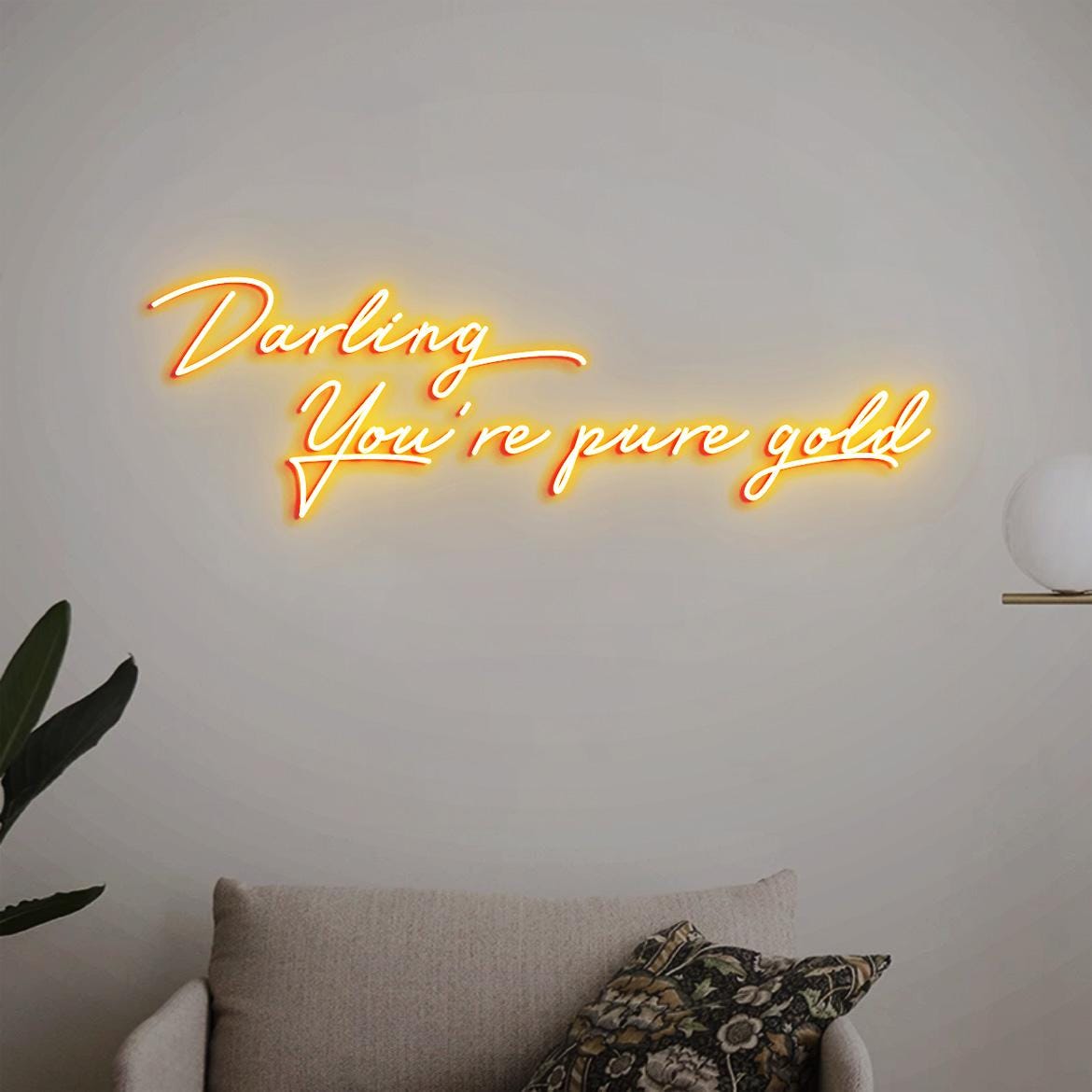 Darling You're pure gold Neon Sign, Pure Gold, Hair Salon Wall Idea, Hair Beauty Salon Art, New Salon Decor, Salon Decor Idea
