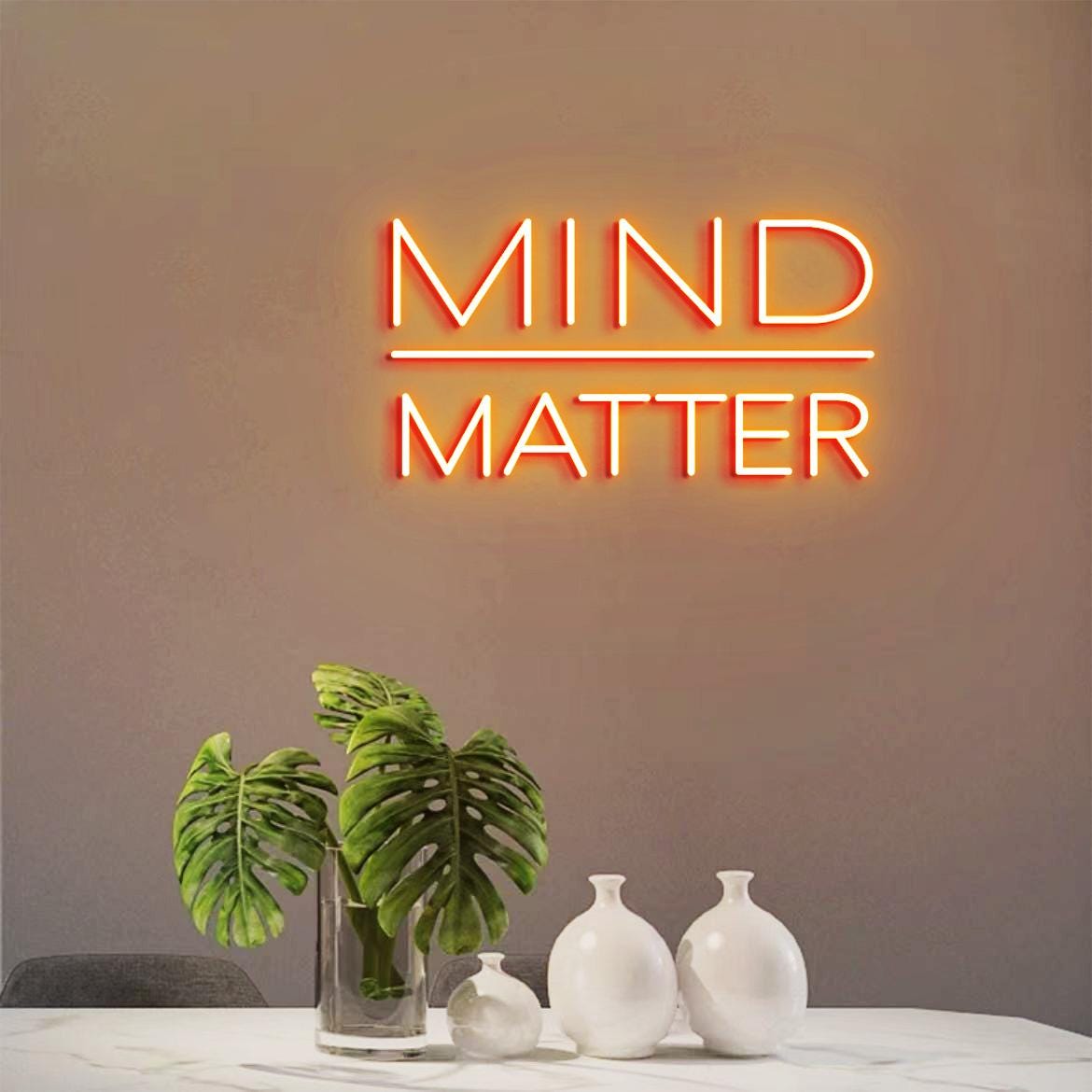 Mind Over Matter Neon Sign, Mind Over Matter Gym Motivational Signs, Office Gym Wall Signs, Gift for Home Gym Idea, Workout Room Signs