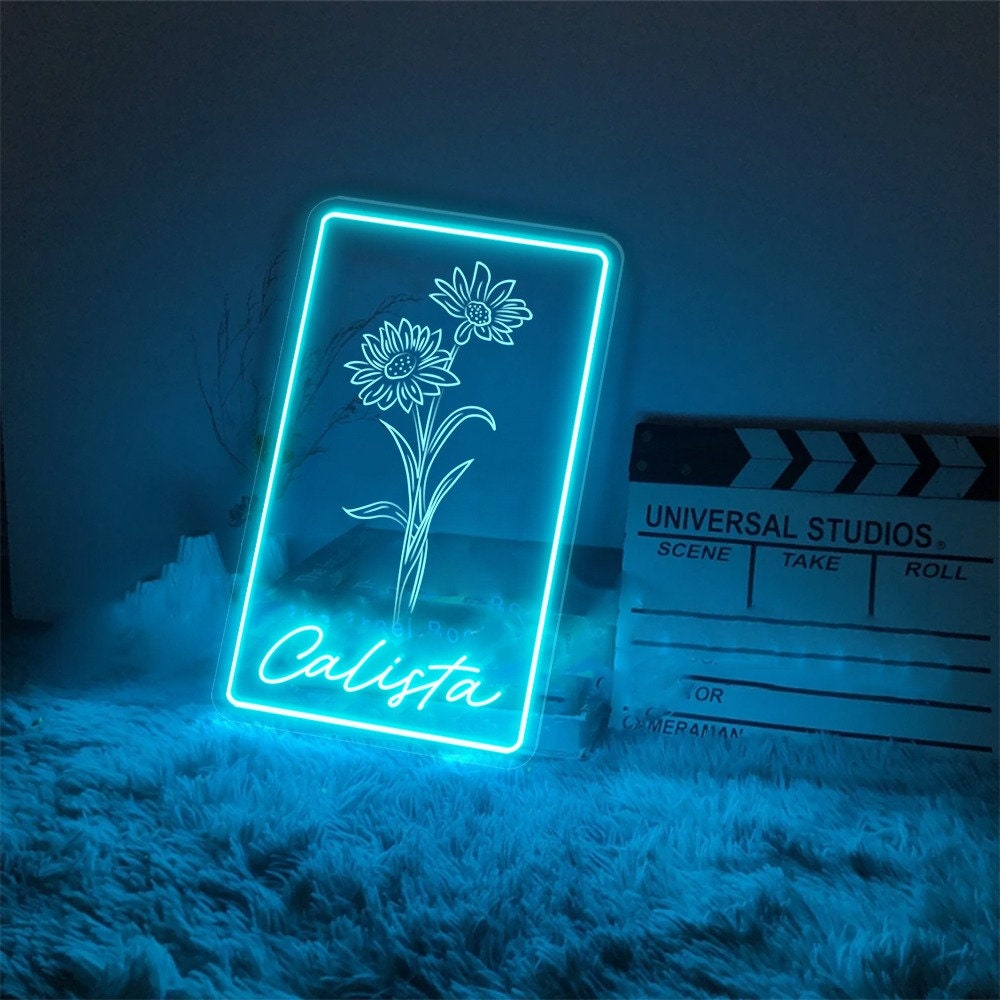 Personalized First Mom Now Grandma Neon Sign, Custom Grandma's Garden Birth Month Flower Night Light, Mothers Day Gift for Grandma NaNa Gift