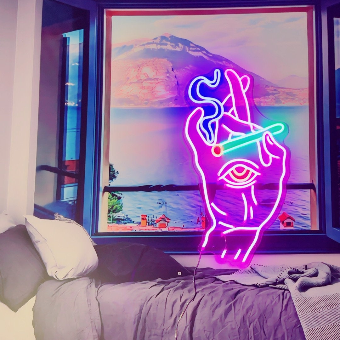 Custom Neon Signs Smoking Hand With Eye Neon Sign Bedroom Neon Sign Wall Decor Wedding Neon Sign Customized Neon Sign Led Neon Sign Art