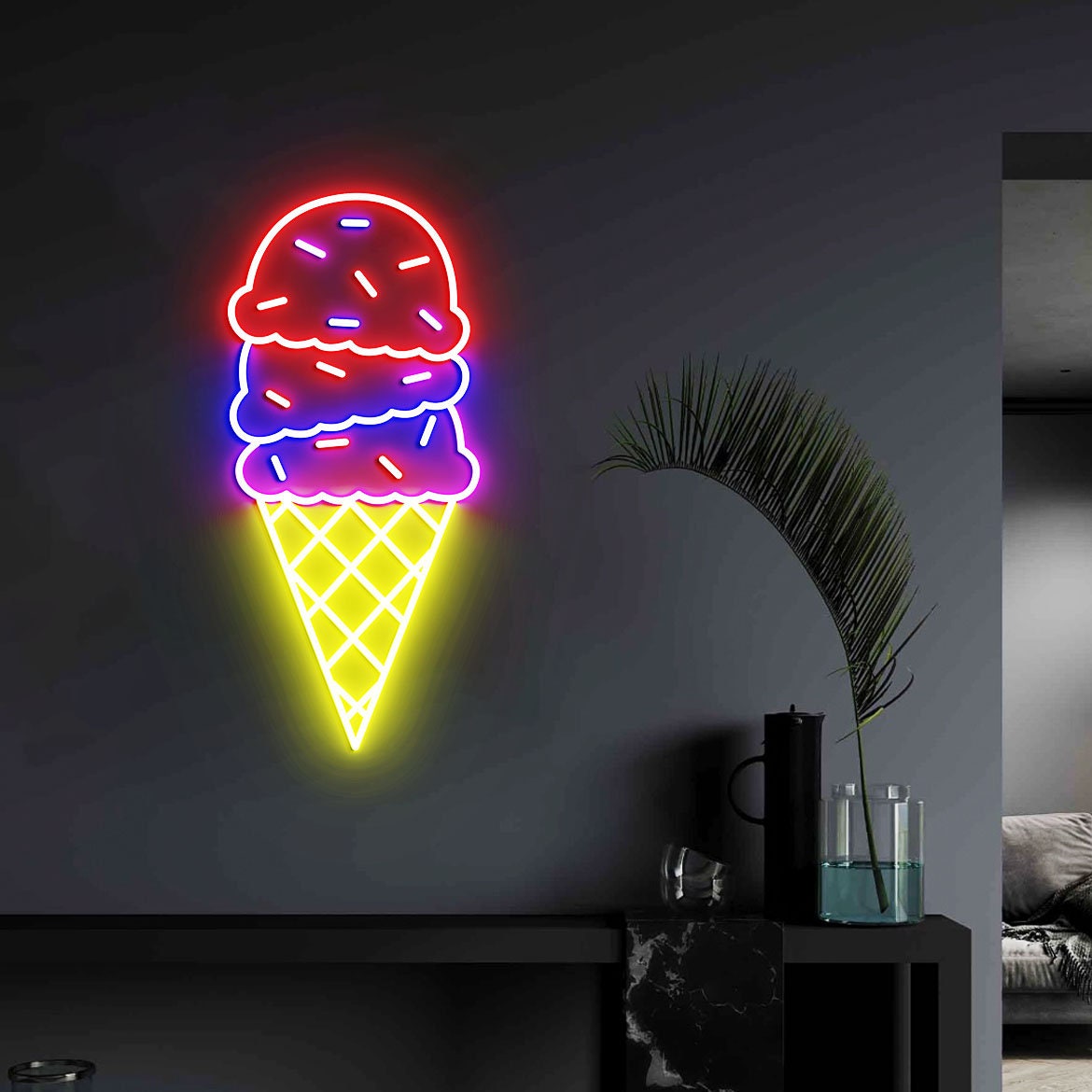 Ice Cream Neon Light, Neon Sign Light Decor, Ice Cream Bedroom Neon Sign, Bedroom Neon Lights, Home Neon Lights, Ice Cream Wall Decoration
