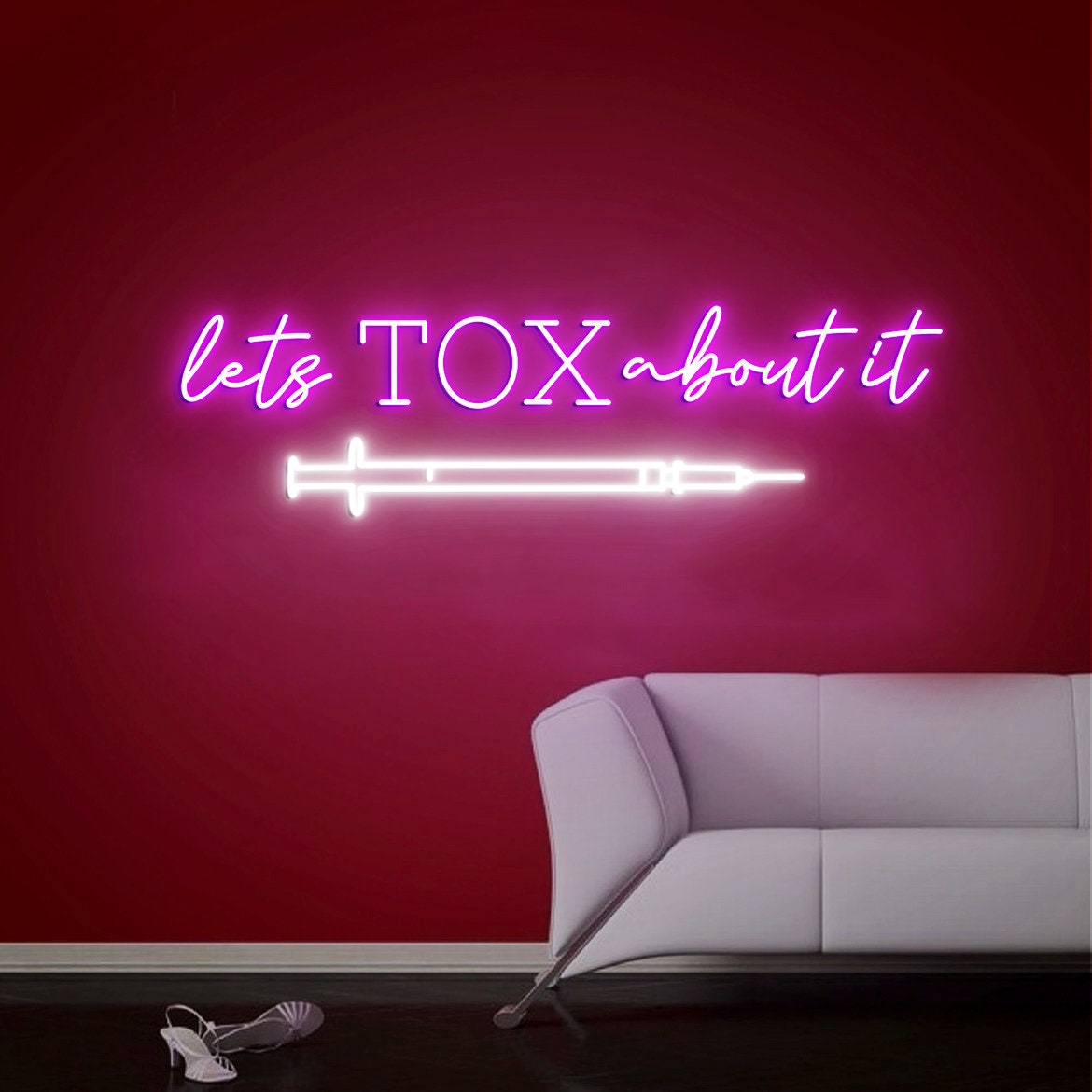 Lets TOX about it, Neon Lights Signs, Botox Sign, Botox Neon Sign, Med Spa Art Decorations, Medspa Décor, Plastic Surgery Office Art