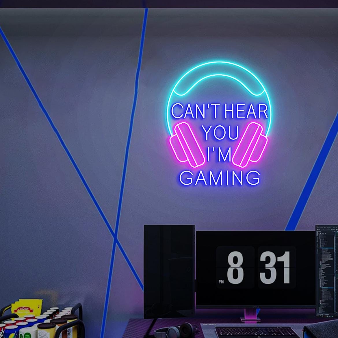 Can't Hear You I'm Gaming Neon Light, Gaming Headset Wall Art, Gaming Room Wall Led Neon Light, Gaming Room Decor Idea, Gaming Gifts