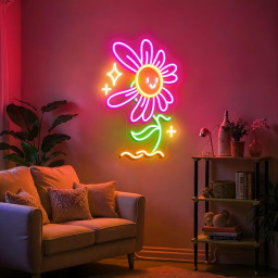 Cute Daisy Flower Neon Sign, Floral Wall Art, Daisy Led Light, Flower Shop Neon Sign, Home Decor, Flower Neon Sign, Gift For Flower Lovers