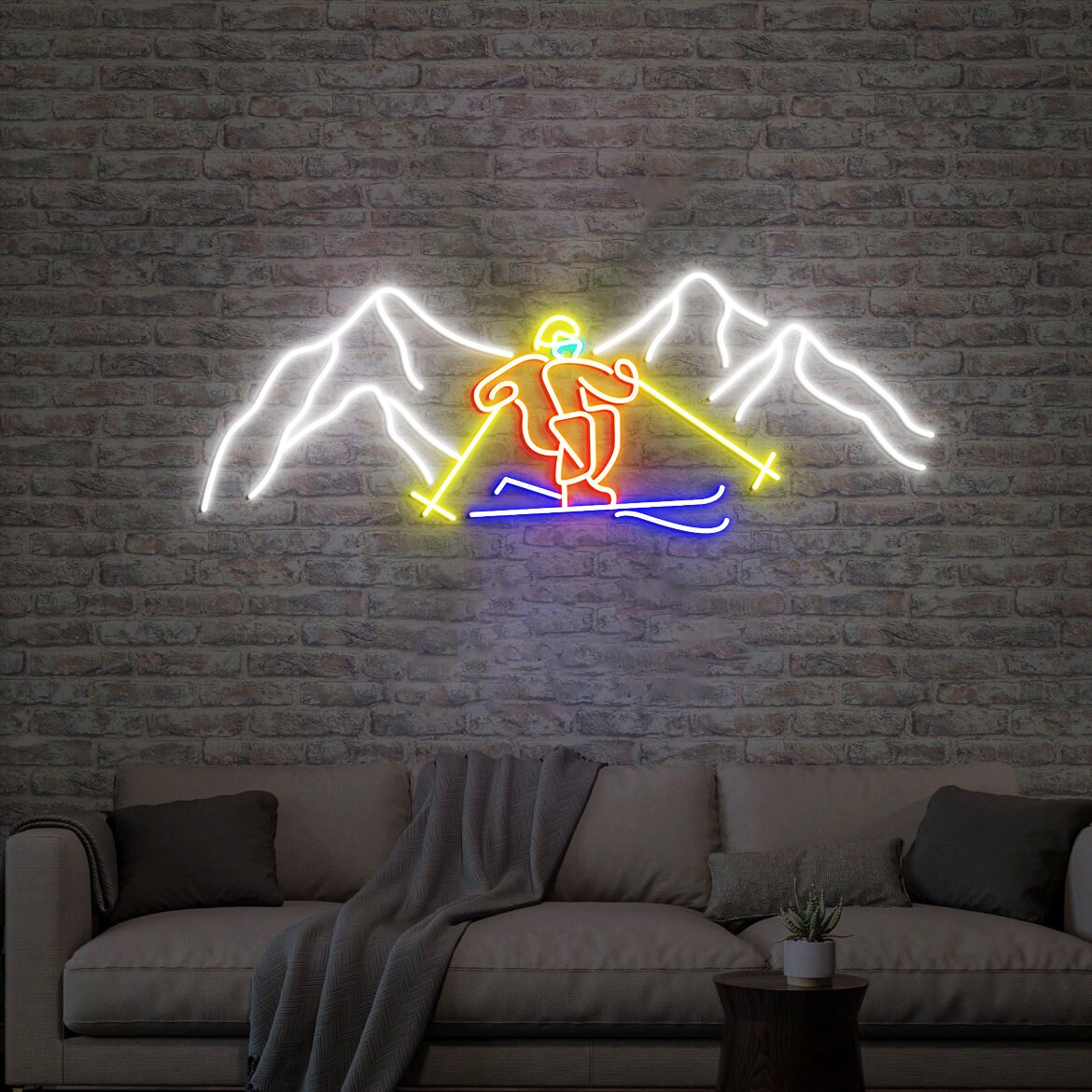 Ski Neon Sign, Ski Wall Decor, Skier Neon Sign, Gifts for Skiers, Ski Goggles Neon Sign, Snow Goggles