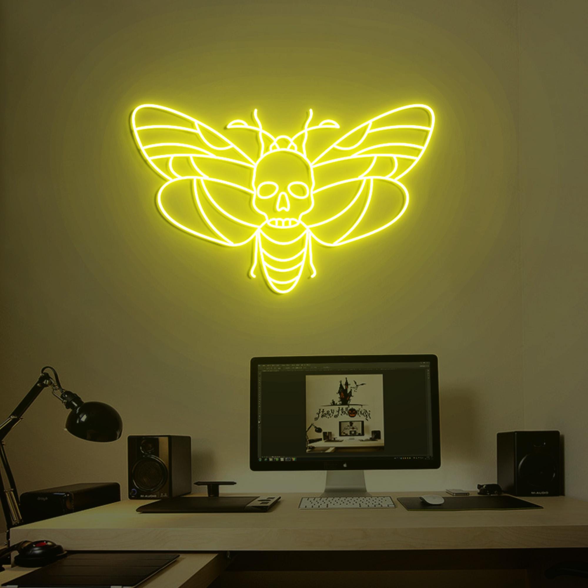 Death Face Moth Neon Sign, Death's Head Moth Wall Gothic Art, Dark Gothic Wall Neon Light, Personalized Moth Gifts, Dark Gothic Gifts