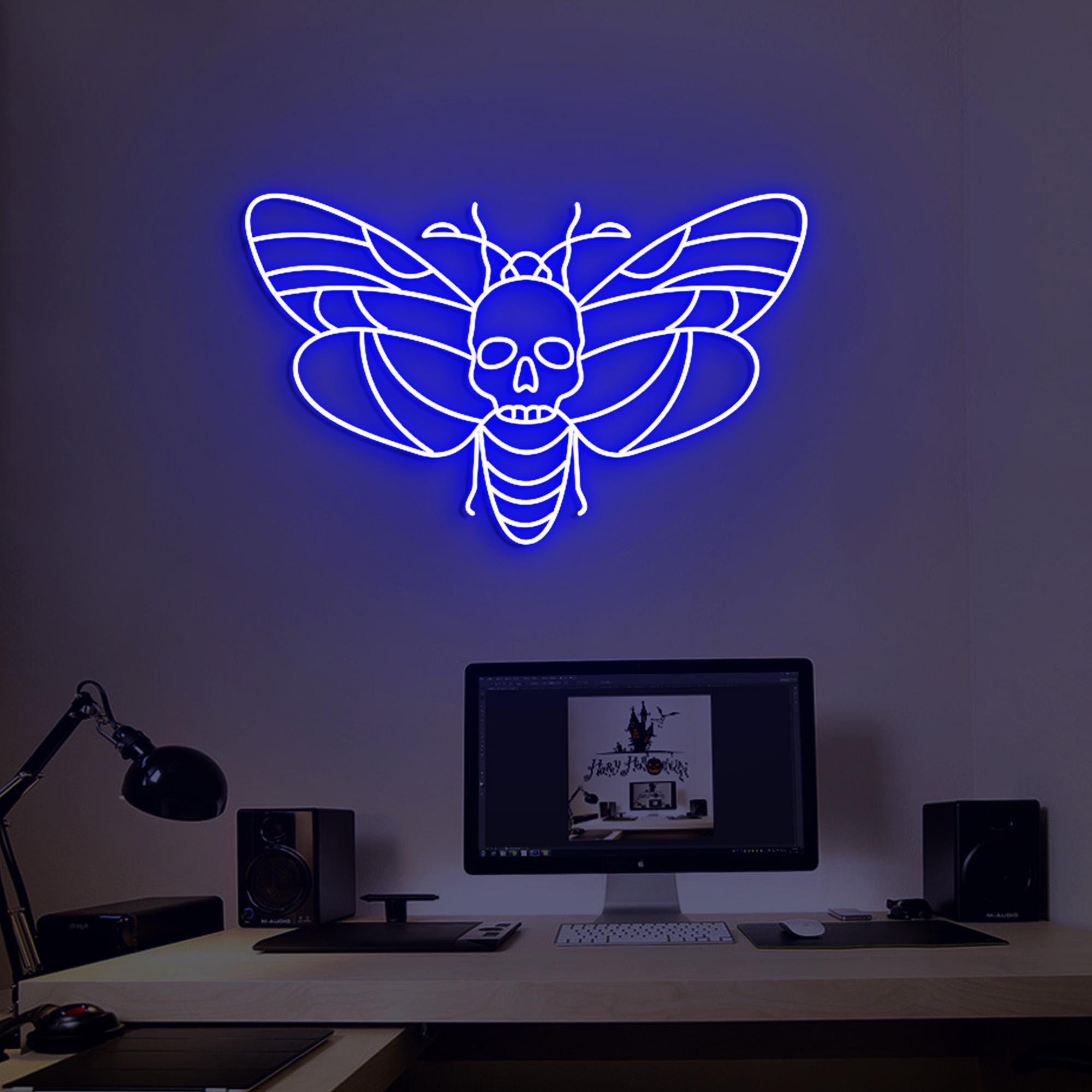 Death Face Moth Neon Sign, Death's Head Moth Wall Gothic Art, Dark Gothic Wall Neon Light, Personalized Moth Gifts, Dark Gothic Gifts