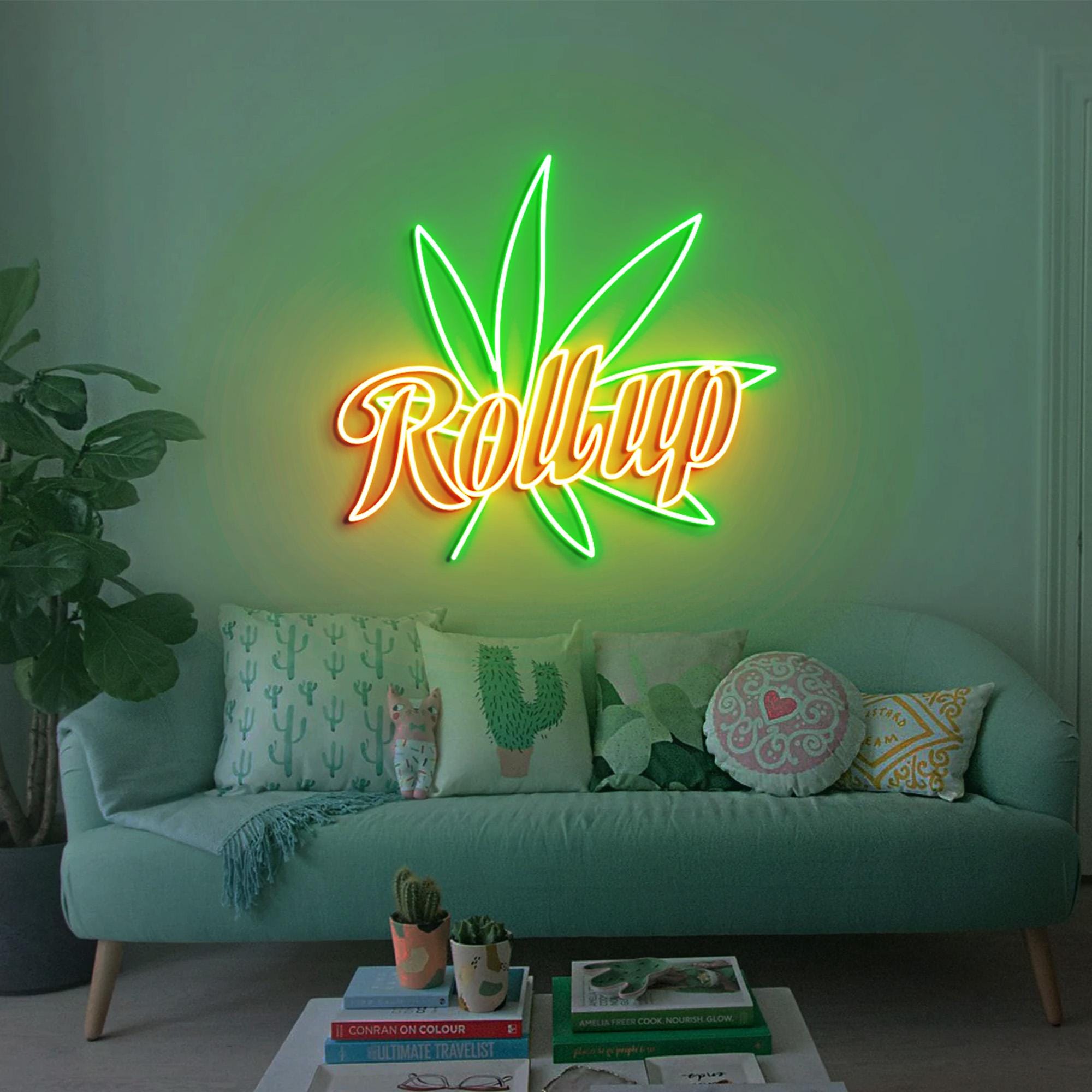 Roll Up Weed Neon Light, Marijuana Leaf Neon Sign Light Decor, Smoke Shop Led Light, Marijuana Smoker Gift, Roll Up Weed House Wall Decor