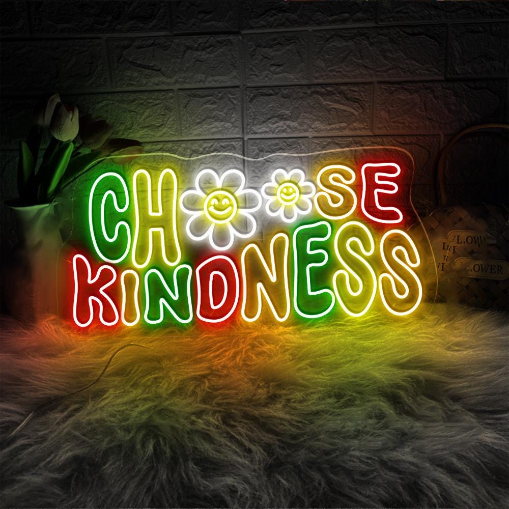 Choose Kindness Neon Sign, Cute Teacher Neon Sign, Teacher Smiley Face Neon Sign, Positive Affirmation Neon Sign, Group Teacher Neon Gifts