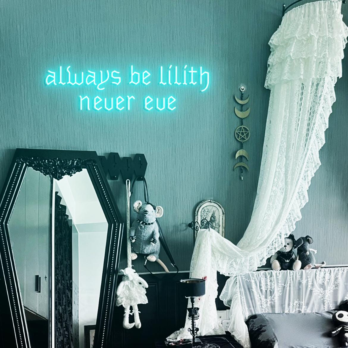 Always Be Lilith Never Eve Neon Sign, Lilith Sign for Goth Room Wall, Gothic Bedroom Wall Neon Light, Lilith Sign Wall