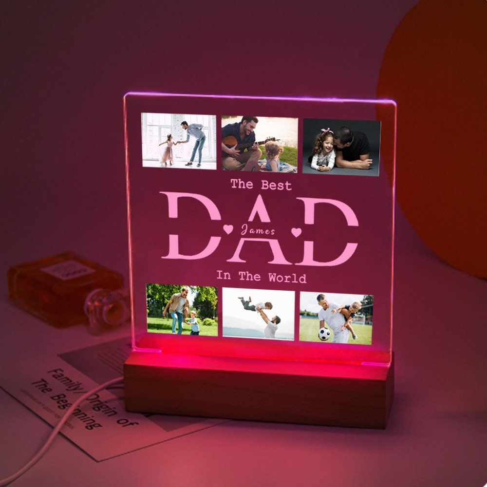 Personalized Dad Photo Gifts, Gift for Dad, Best Dad Ever, Fathers Day Gifts, Personalized Gifts, Bedroom Night Light, Dad Personalized Gift
