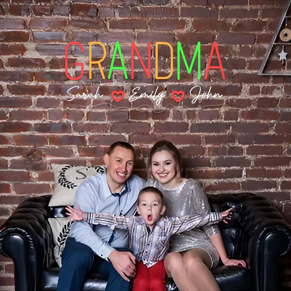 Personalized Grandma Neon Sign with Names, Custom Grandma Neon Sign, Nana Neon Led, Gramma With Children Names Apparel, Mother's Day Gifts