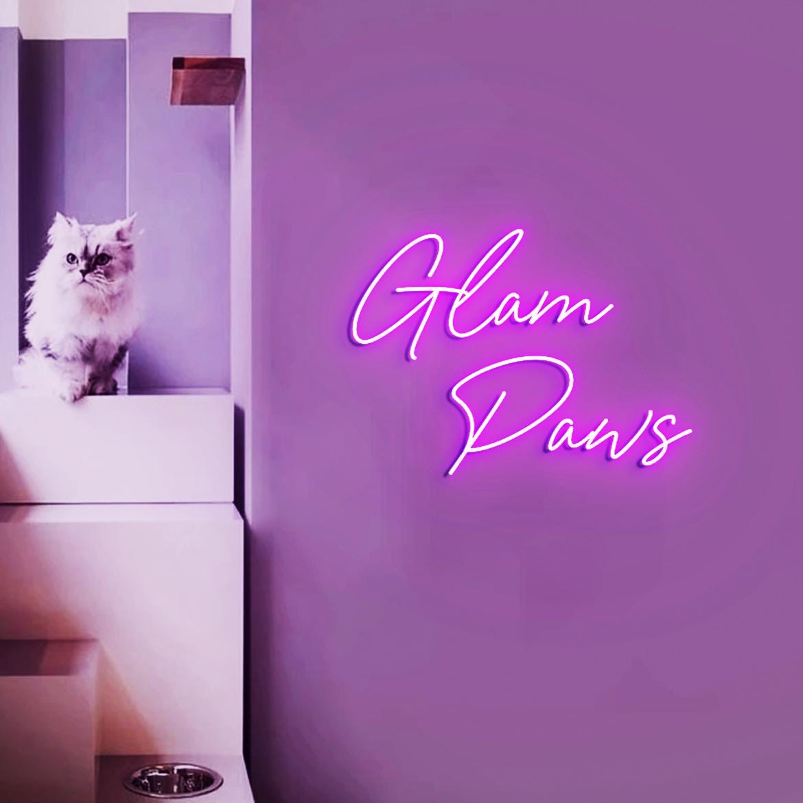 Glam Paws Neon Sign, Neon Lights for Pet Salon Wall, Dog Grooming Salon Decor Ideas, Neon Sign Display Grooming Dog Salon