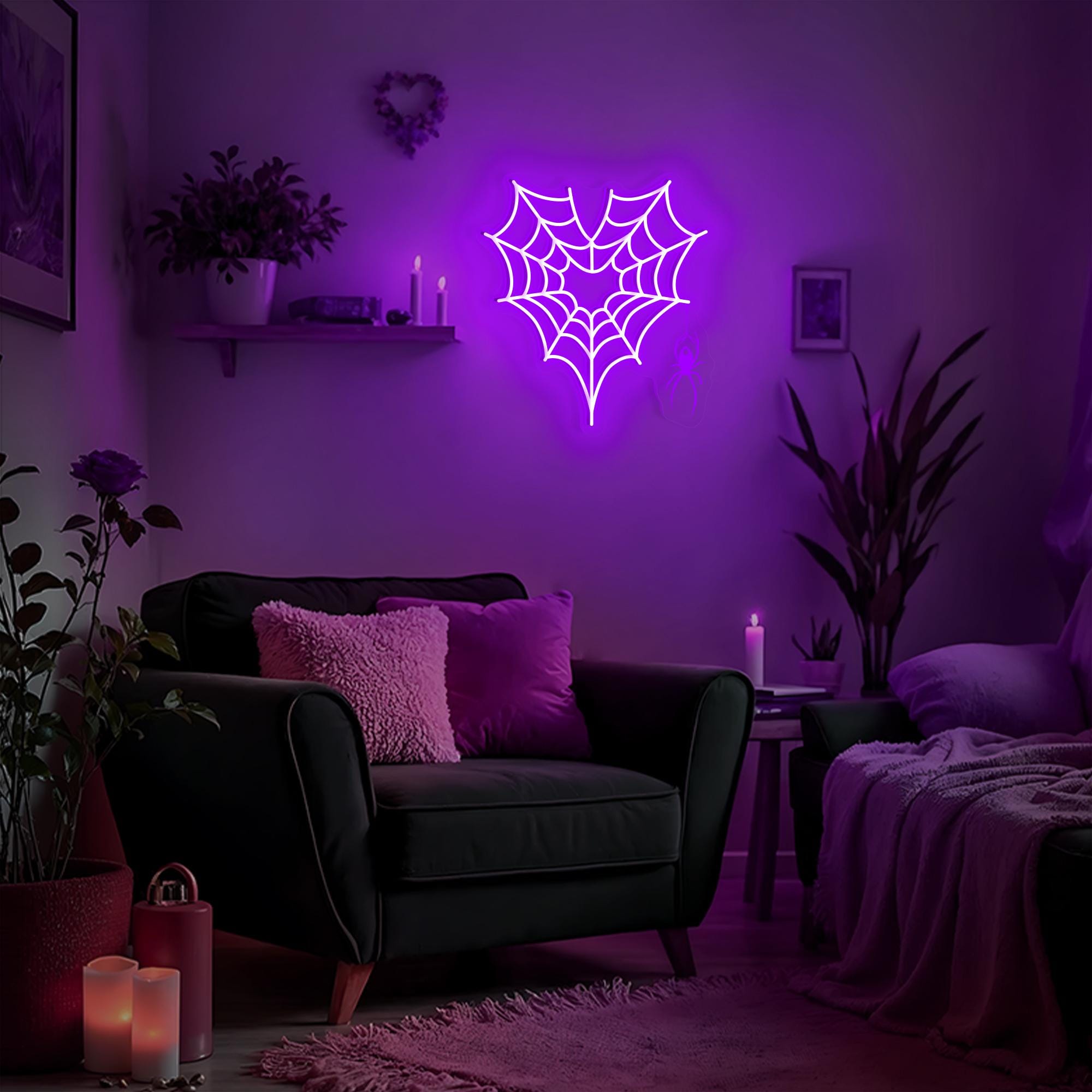 Spider Web Heart Neon Sign Custom Spider LED Neon Light Valentine Heart Neon Signs for Bedroom Decor Gothic Home Decor Handmade Gift for Her