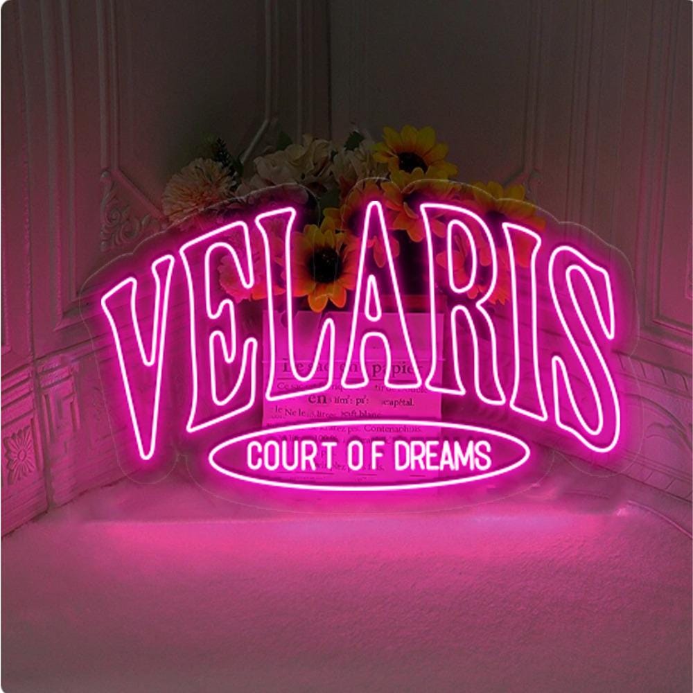 Velaris ACOTAR Neon Sign, To The Stars Who Listen Quote Neon, Velaris Night Court Rhysand Feyre Licensed, SJM Universe Merch Bookish Gifts