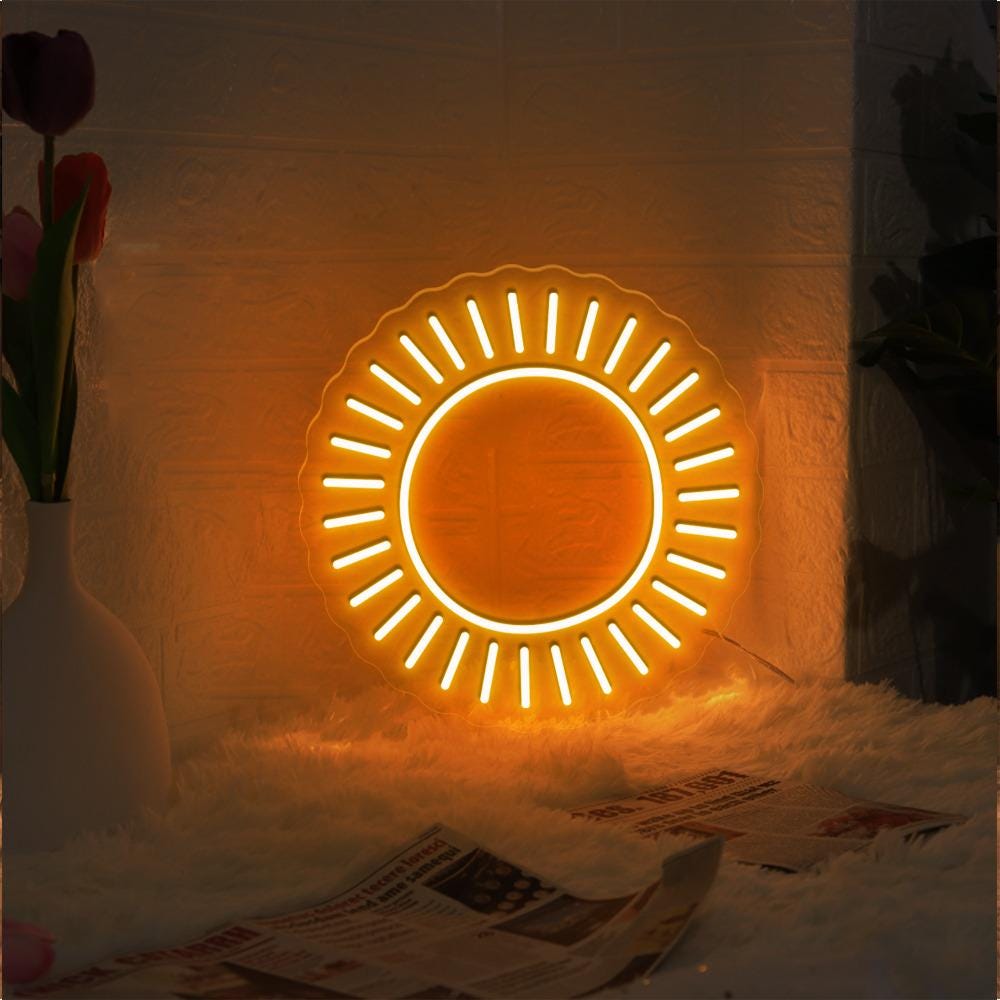 Modern Sunshine Neon, Boho Sun Neon, Neutral Sun,Mid Century Modern Wall, Abstract Sun Neon, Minimalist Sun, Gender Neutral, Bedroom Gifts