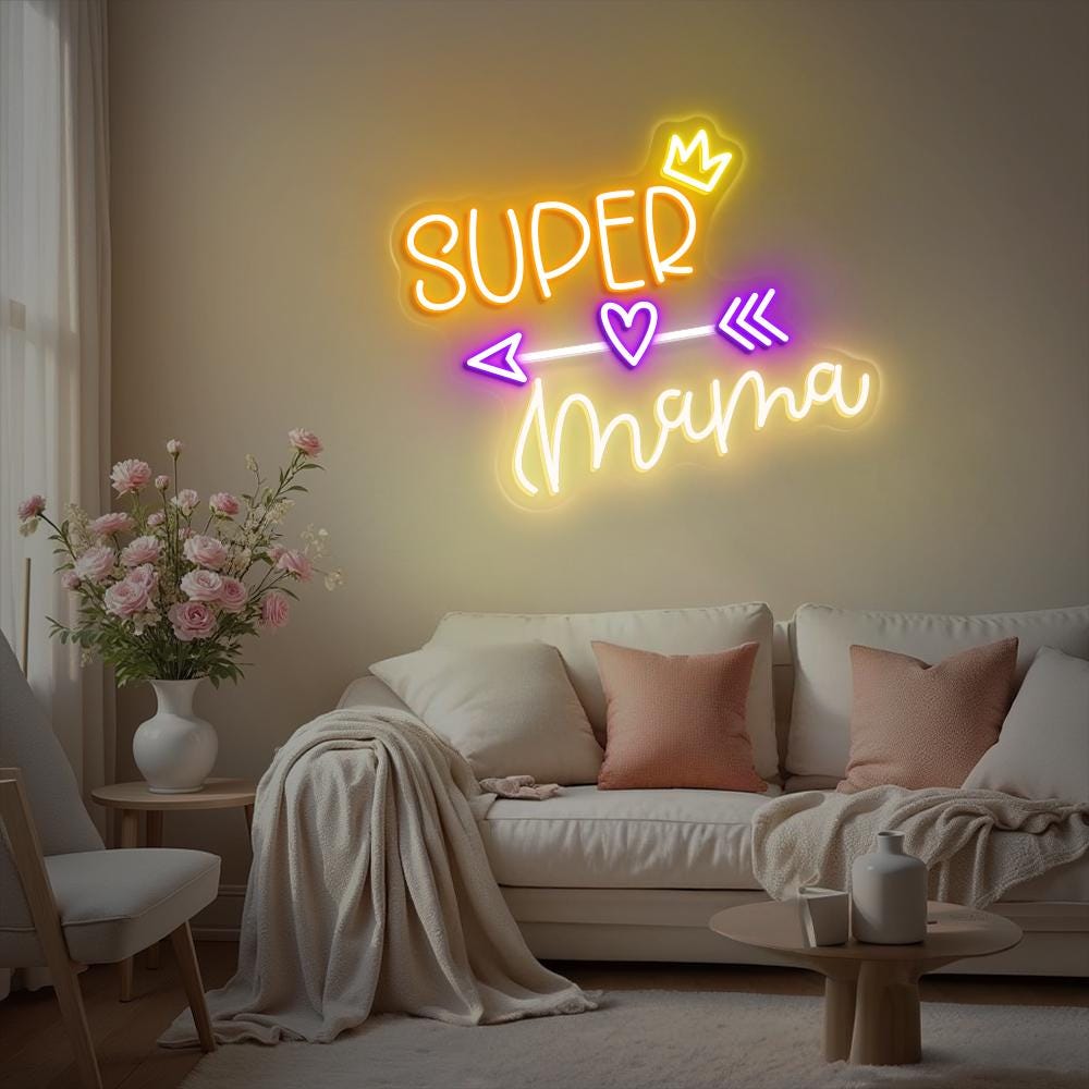 Super Mama Neon Sign, Mother's Day Sign, Custom Neon Sign for Mom, Custom Mother's Day Neon Sign, Home Wall Decor, Gift for Mother's Day
