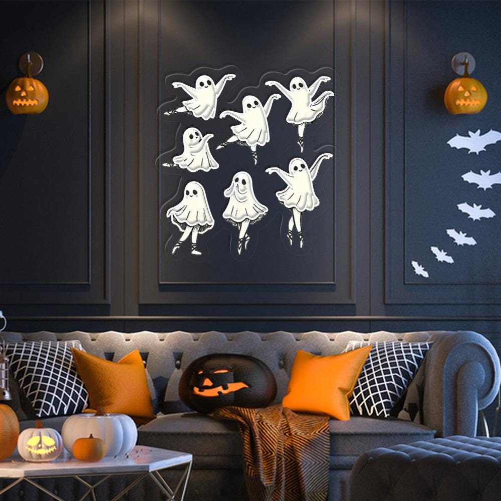 Kute Ballet Ghost Neon Sign, Ballet Dancer Neon, Spooky Dance Teacher Neon, Spooky Dance Teacher Gift, Halloween Gift, Funny Halloween Neon