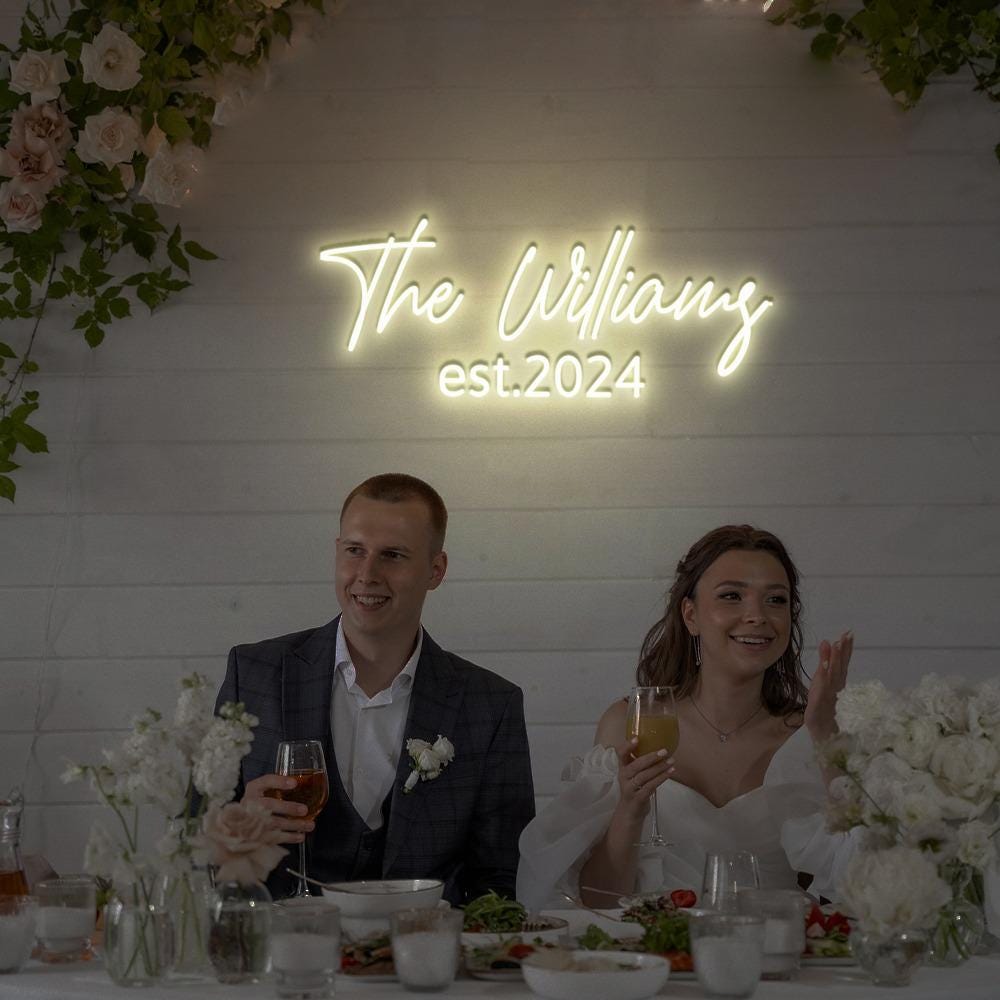 Wedding Battery Operated Neon Sign Custom, Neon Light for Home Decor, Neon Sign Wedding, Neon Name Sign for Wedding Decor, Wedding Neon Sign