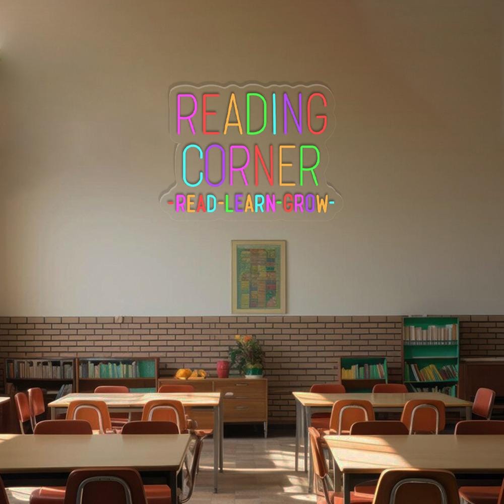 Reading Corner Neon Sign Decor, Classroom Educational Neon Sign Decor, Classroom Decor Pastel Rainbow Neon, Book Nook Library Neon Decor
