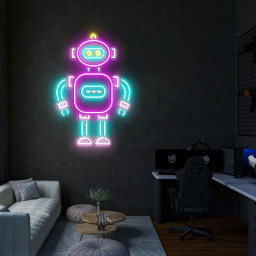 Robot Neon Light, Neon Sign Light Decor, Robot Bedroom Neon Sign, Bedroom Neon Lights, Home Neon Lights, Robot Wall Decoration