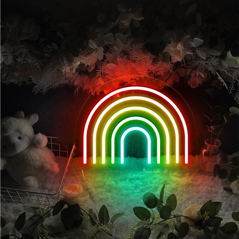 Girl Cute Wall Art, Nursery Neon, Rainbow Neon, Rainbow Decor, Rainbow Wall Art, Neon Sign Rainbow, Kid Room Decor, Nursery Wall Art Gifts