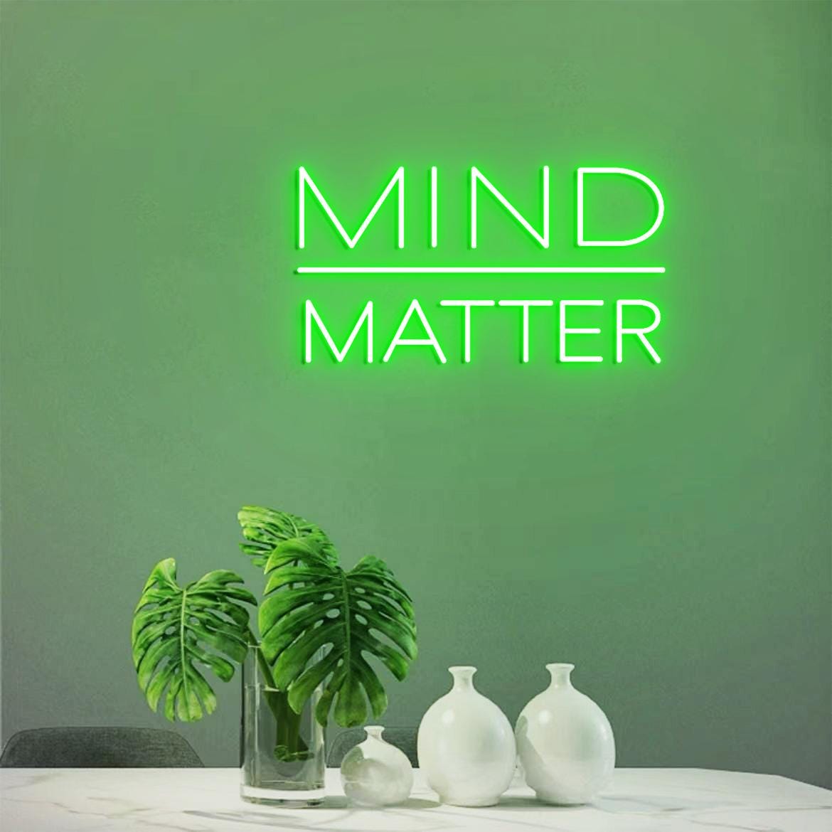 Mind Over Matter Neon Sign, Mind Over Matter Gym Motivational Signs, Office Gym Wall Signs, Gift for Home Gym Idea, Workout Room Signs