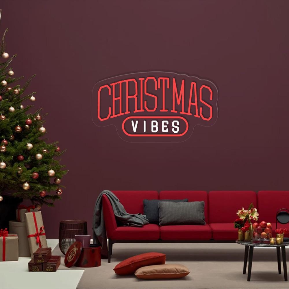 Christmas Vibes Neon Sign, Christmas Neon Decor Wall, Holiday Neon Sign, Cute Christmas Nepn Led, Christmas Neon Sign Gifts