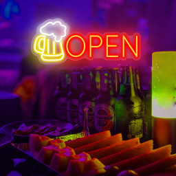 OPEN Sign Neon Wall Decor Modern Led Product | Adjustable Brightness Business Sign | Neon Open Sign | Neon Lights for Bar Salon Stores Hotel