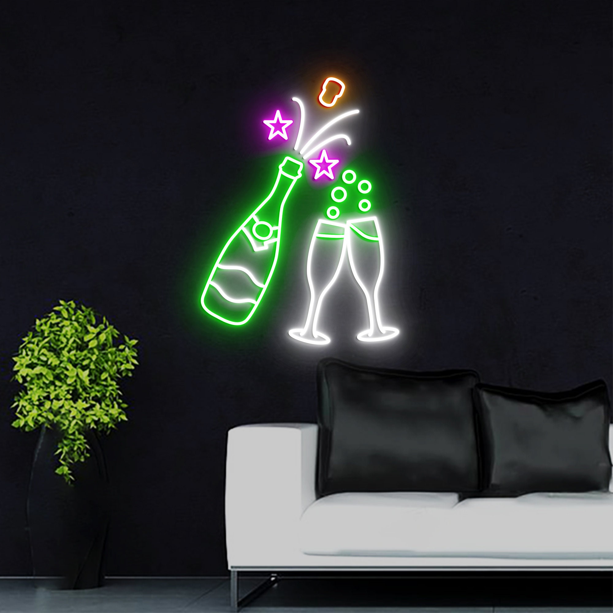 Champagne Neon Light, Neon Sign Light Decor, Champagne Bedroom Neon Sign, Bar Neon Light, Champagne Wall Decor, Led Neon Light Party Decor