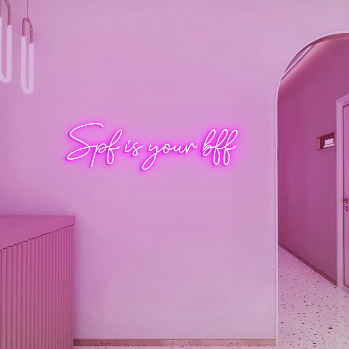 Spf is your bff Neon Sign, Sun Protection Skincare Clinic Wall Sign, Sunscreen & Skincare Sign, Spa Room Sign, Aestheticians