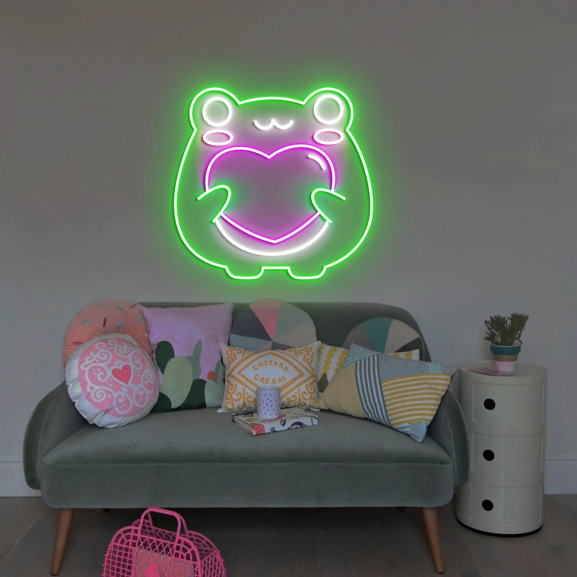 Cute Frog Neon Sign, Kawaii Froggy, kawaii Frog Light, Dimmable Frog Neon Lights, Frog Neon Sign Wall Decoration, USB Powered Neon Sign
