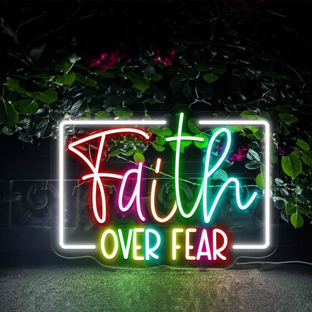 Faith Over Fear Neon Sign Gifts, Inspirational Christian Neon, Bible Quote Neon, Faith Neon For Women, Kindness Neon Sign, Bible Verse Neon
