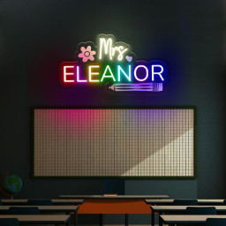 Personalized Teacher Door or Wall Neon Sign, Classroom Sign, Teacher Name Neon Sign, Classroom Door Hanger, Personalized Teacher Neon Sign