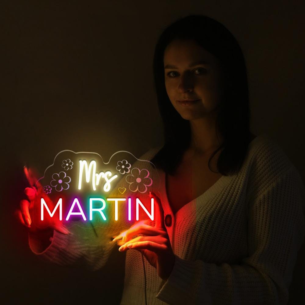 Personalized Teacher Door or Wall Neon Sign, Classroom Sign, Teacher Name Neon Sign, Classroom Door Hanger, Personalized Teacher Neon Sign