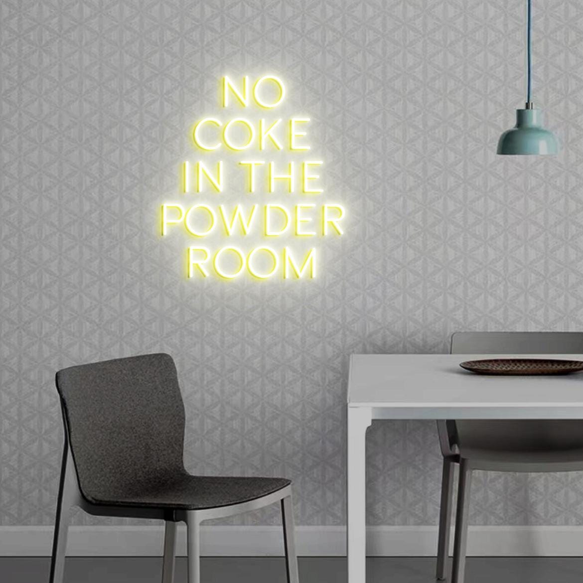 Neon Sign No Coke in the Powder Room, Funny Neon Sign for Bathroom Wall, No Coke Sign for Bar Party, No Coke Sign Powder Room Wall