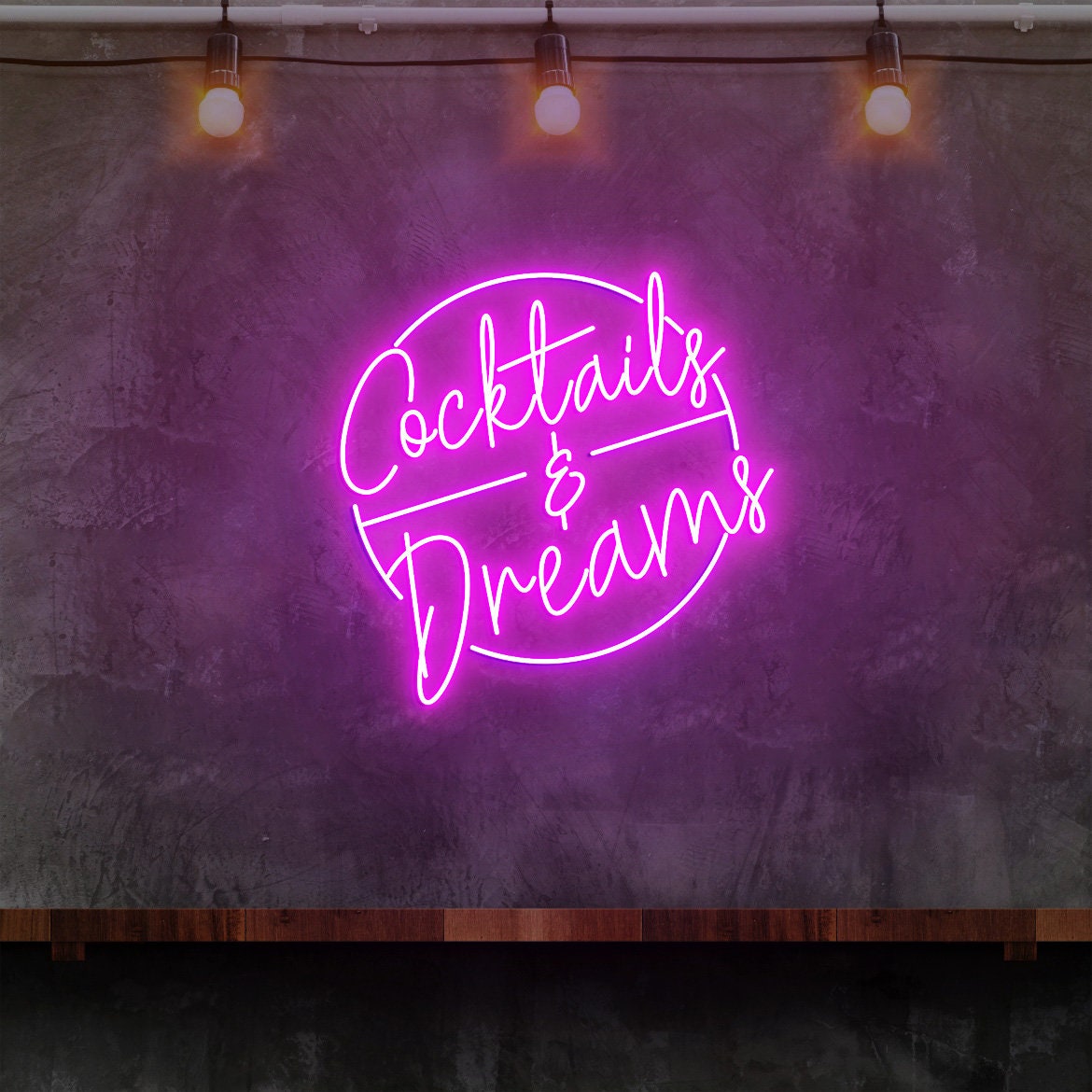 Cocktails and Dreams Neon Sign, Cocktail Bar Neon Sign Wall Decor, Bar Signs UK, Neon Bar Signs for Home Bar Decor, Custom Neon Signs UK