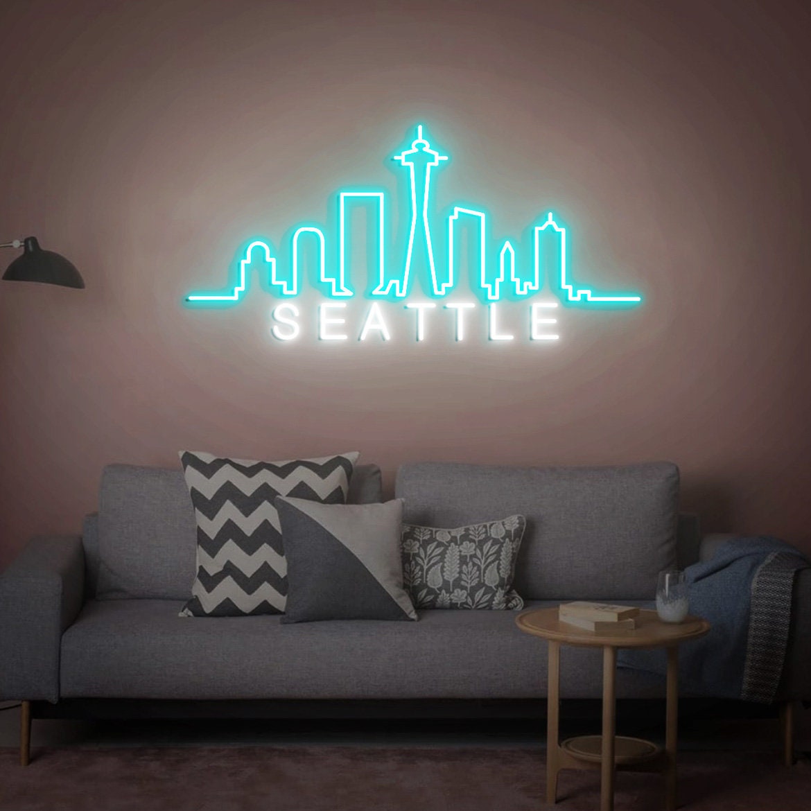 Seattle Skyline Neon Sign, Seattle Skyline Arty, US City Art, Custom City Skyline Neon Light, Seattle Art, Personalized Living Room Decor