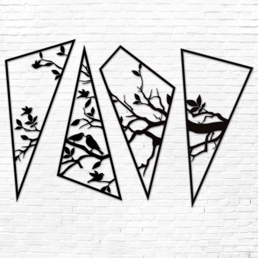 Birds & Branches Quadriptych Set