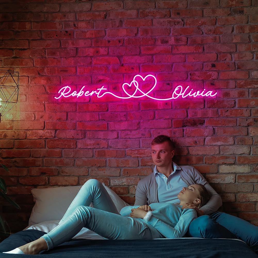 Personalized Couples Heart and Names Neon, Love Couple Neon for Women, Cute Valentine Day Neon, Valentine's Day Gifts, Happy Valentines Day