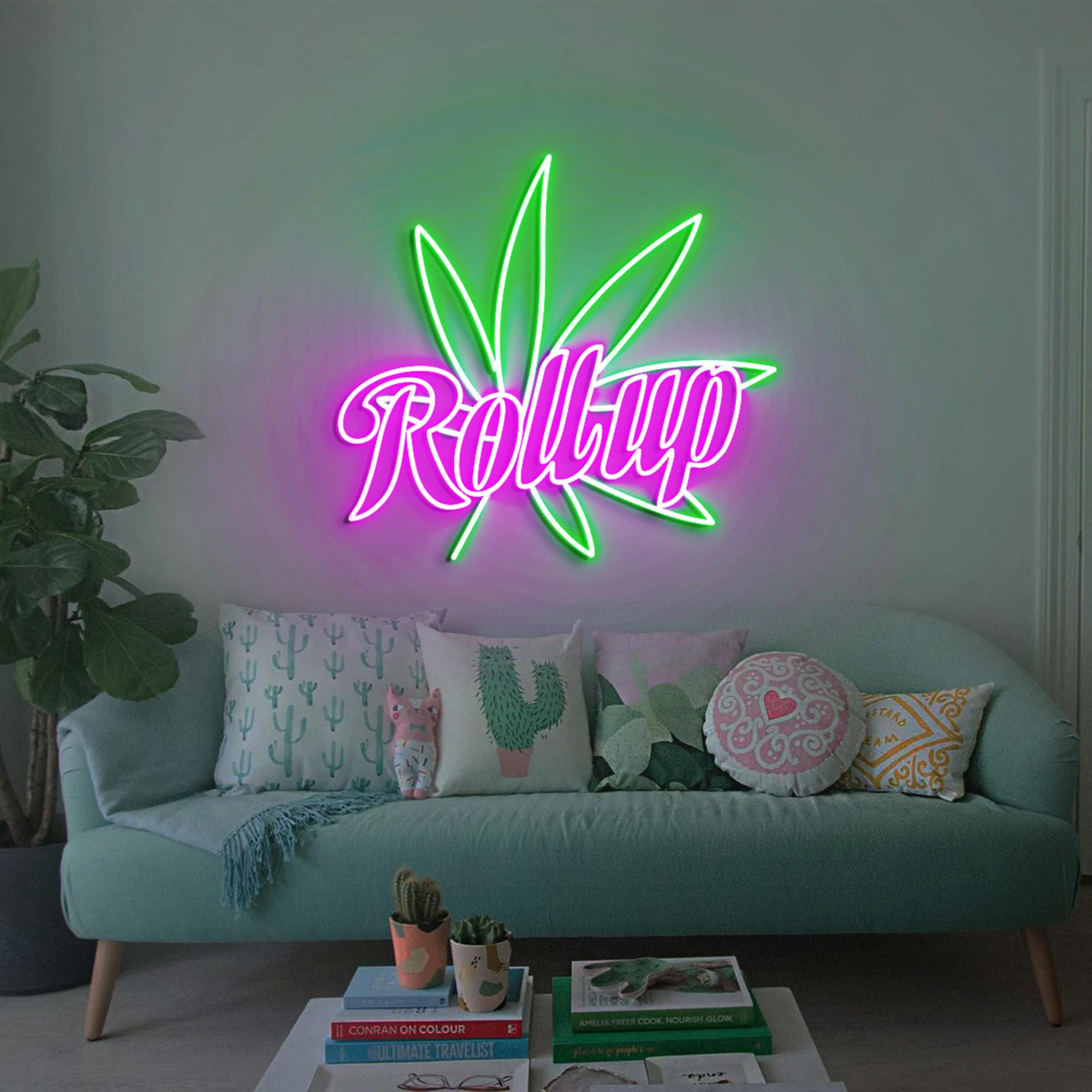 Roll Up Weed Neon Light, Marijuana Leaf Neon Sign Light Decor, Smoke Shop Led Light, Marijuana Smoker Gift, Roll Up Weed House Wall Decor