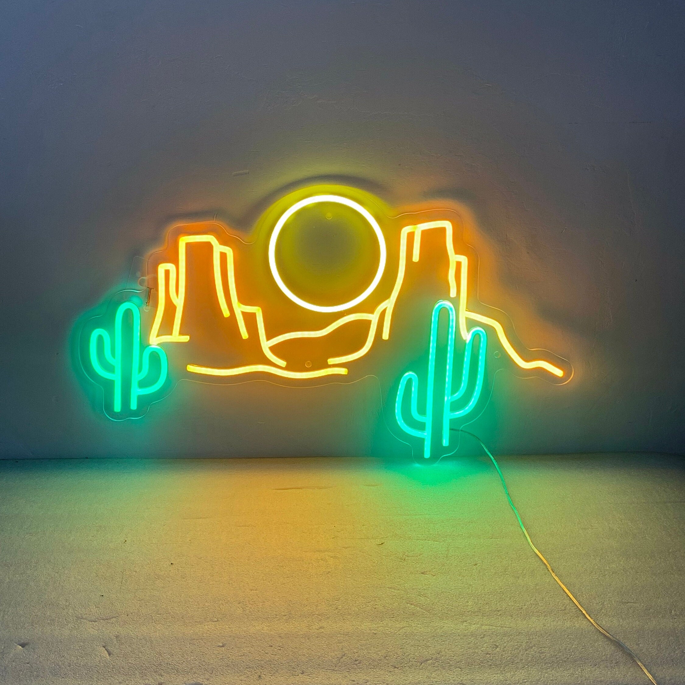 Desert with Cactus Neon Light, Desert Decor, Desert Neon Light, Wild West, Gift for Husband