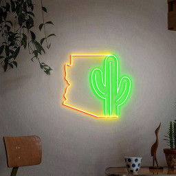 Arizona Cactus Neon Sign, Arizona Map Sign, Arizona Sign for Home Decoration, Arizona Christmas Gift, Arizona Cactus Art Wall